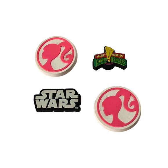 MIX LOT of 4 JIBBITZ Crocs Charms Barbie Star Wars Power Rangers Shoe Charm PUNK - Picture 1 of 4